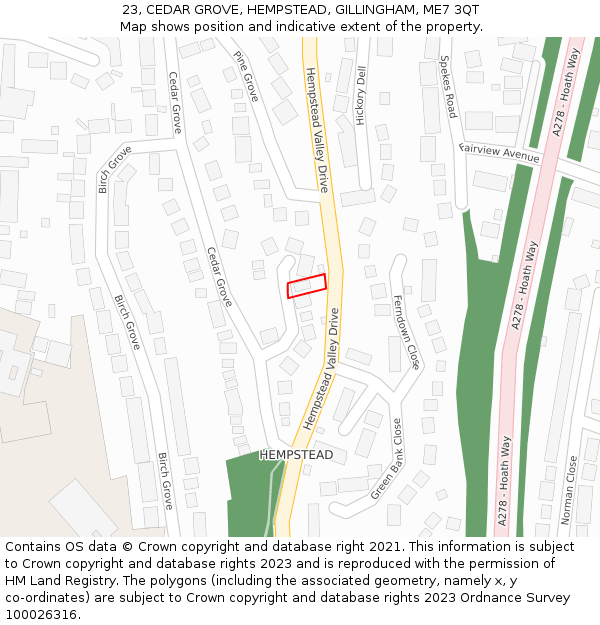 23, CEDAR GROVE, HEMPSTEAD, GILLINGHAM, ME7 3QT: Location map and indicative extent of plot
