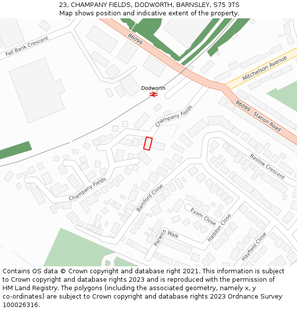23, CHAMPANY FIELDS, DODWORTH, BARNSLEY, S75 3TS: Location map and indicative extent of plot