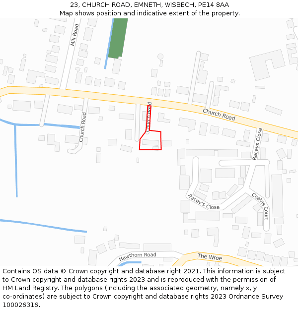 23, CHURCH ROAD, EMNETH, WISBECH, PE14 8AA: Location map and indicative extent of plot