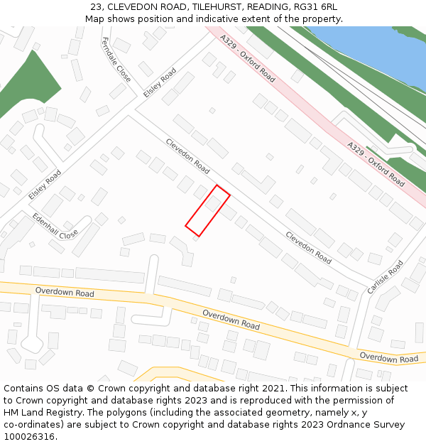 23, CLEVEDON ROAD, TILEHURST, READING, RG31 6RL: Location map and indicative extent of plot