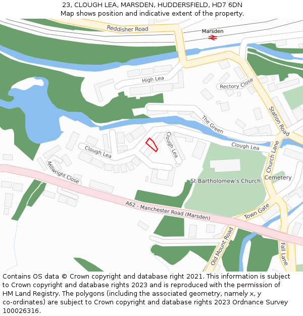 23, CLOUGH LEA, MARSDEN, HUDDERSFIELD, HD7 6DN: Location map and indicative extent of plot