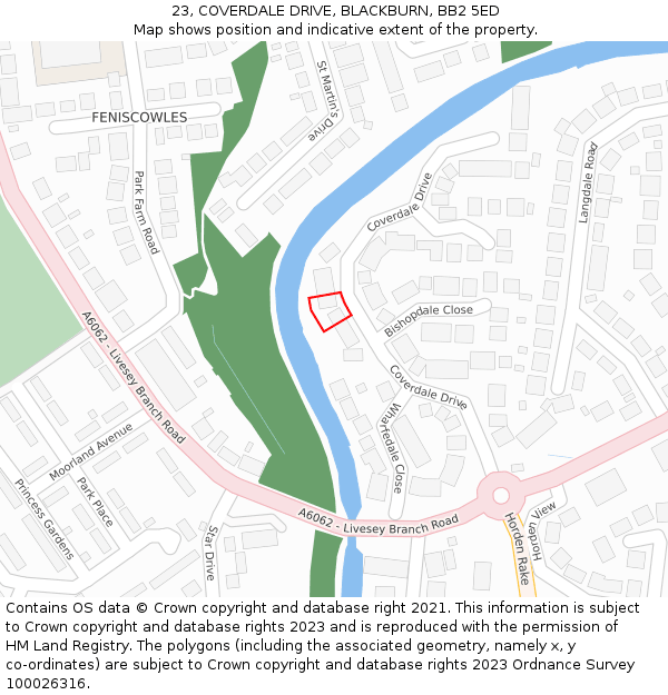 23, COVERDALE DRIVE, BLACKBURN, BB2 5ED: Location map and indicative extent of plot