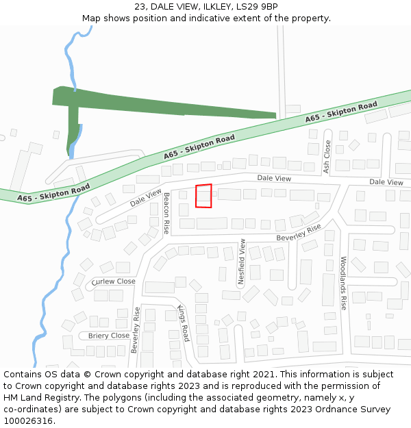 23, DALE VIEW, ILKLEY, LS29 9BP: Location map and indicative extent of plot