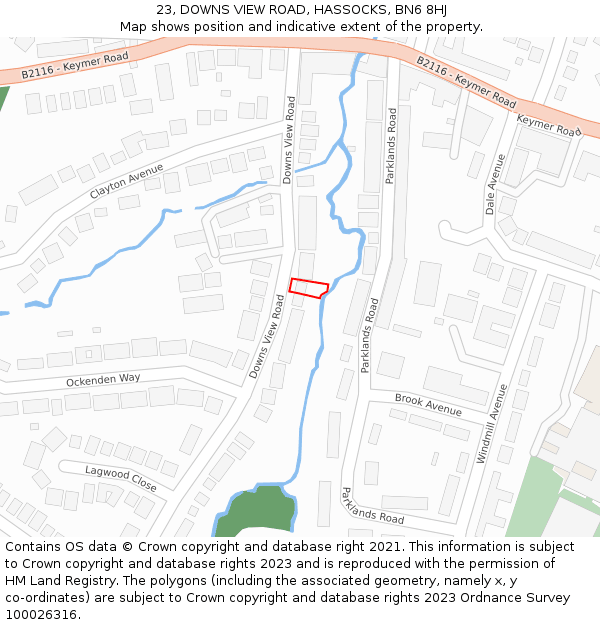 23, DOWNS VIEW ROAD, HASSOCKS, BN6 8HJ: Location map and indicative extent of plot