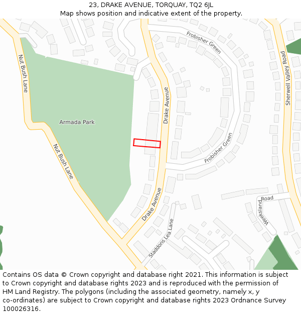 23, DRAKE AVENUE, TORQUAY, TQ2 6JL: Location map and indicative extent of plot