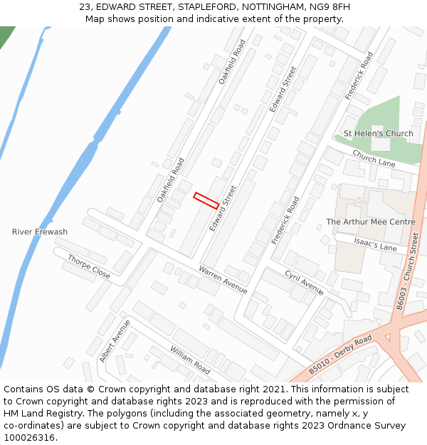23, EDWARD STREET, STAPLEFORD, NOTTINGHAM, NG9 8FH: Location map and indicative extent of plot
