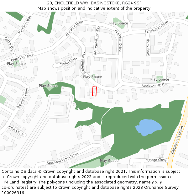 23, ENGLEFIELD WAY, BASINGSTOKE, RG24 9SF: Location map and indicative extent of plot