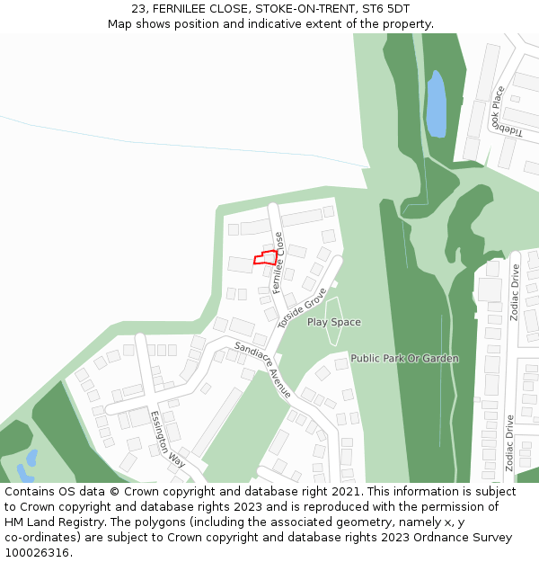 23, FERNILEE CLOSE, STOKE-ON-TRENT, ST6 5DT: Location map and indicative extent of plot