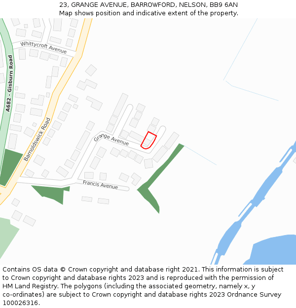 23, GRANGE AVENUE, BARROWFORD, NELSON, BB9 6AN: Location map and indicative extent of plot