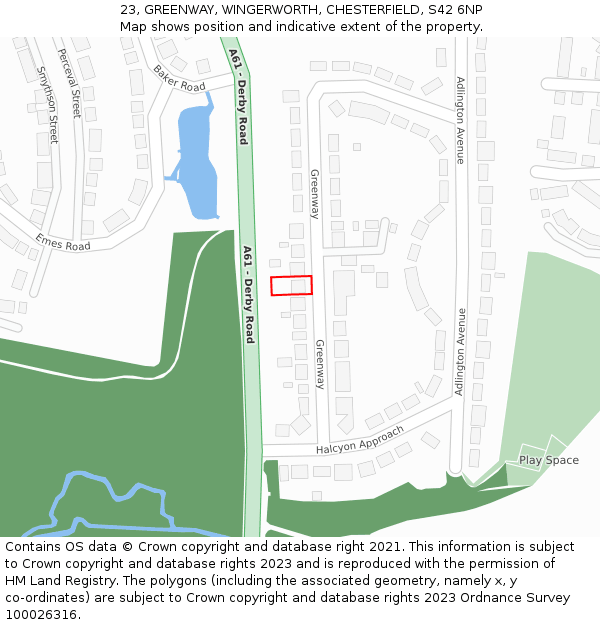 23, GREENWAY, WINGERWORTH, CHESTERFIELD, S42 6NP: Location map and indicative extent of plot