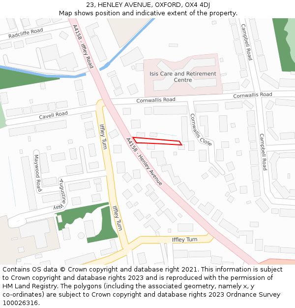 23, HENLEY AVENUE, OXFORD, OX4 4DJ: Location map and indicative extent of plot