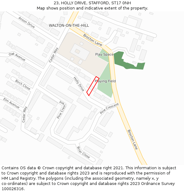 23, HOLLY DRIVE, STAFFORD, ST17 0NH: Location map and indicative extent of plot