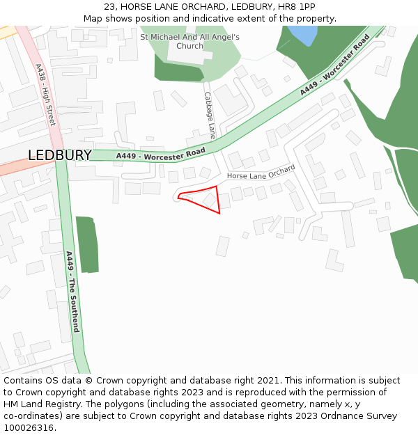 23, HORSE LANE ORCHARD, LEDBURY, HR8 1PP: Location map and indicative extent of plot