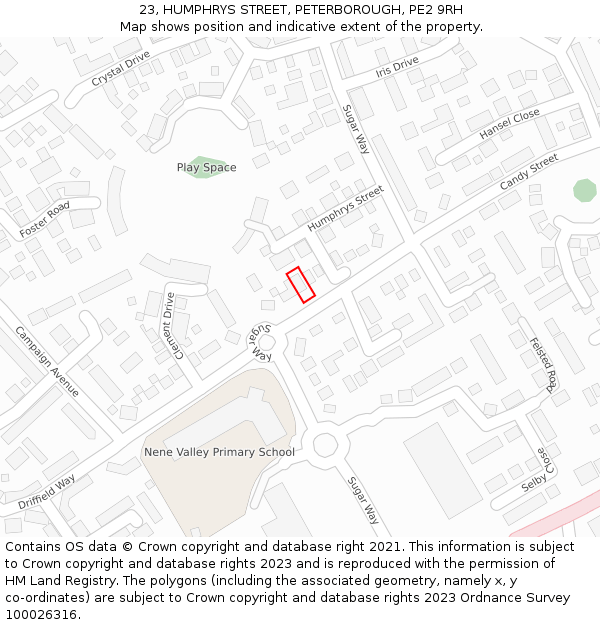23, HUMPHRYS STREET, PETERBOROUGH, PE2 9RH: Location map and indicative extent of plot