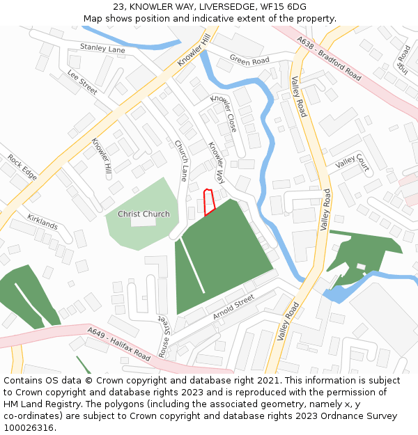 23, KNOWLER WAY, LIVERSEDGE, WF15 6DG: Location map and indicative extent of plot