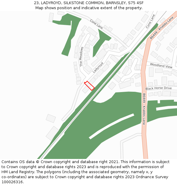 23, LADYROYD, SILKSTONE COMMON, BARNSLEY, S75 4SF: Location map and indicative extent of plot