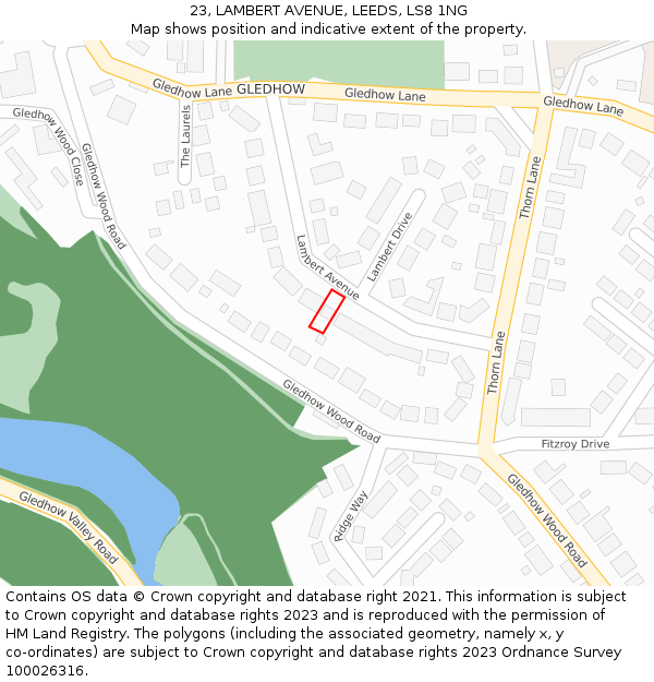 23, LAMBERT AVENUE, LEEDS, LS8 1NG: Location map and indicative extent of plot
