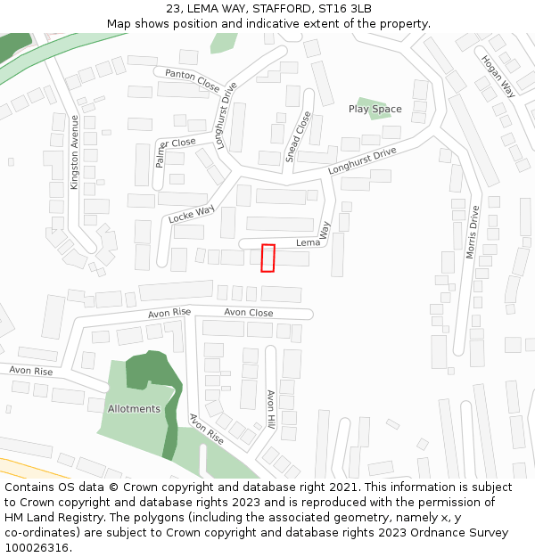 23, LEMA WAY, STAFFORD, ST16 3LB: Location map and indicative extent of plot