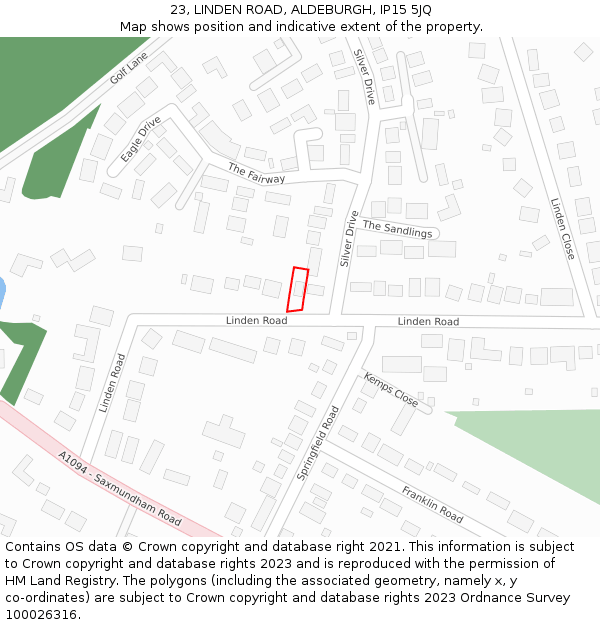 23, LINDEN ROAD, ALDEBURGH, IP15 5JQ: Location map and indicative extent of plot