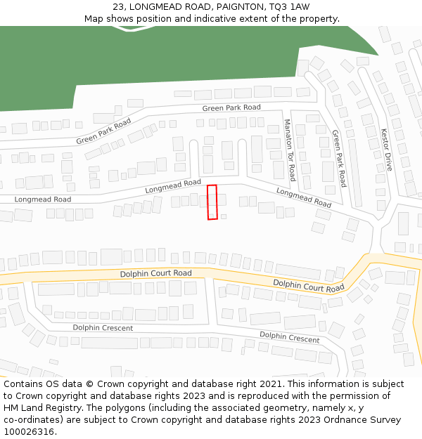 23, LONGMEAD ROAD, PAIGNTON, TQ3 1AW: Location map and indicative extent of plot
