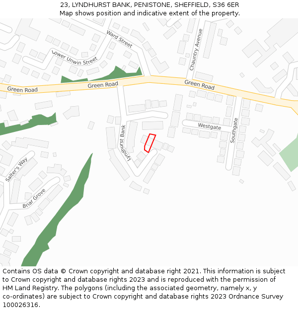 23, LYNDHURST BANK, PENISTONE, SHEFFIELD, S36 6ER: Location map and indicative extent of plot