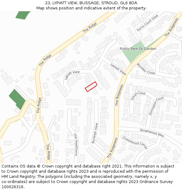 23, LYPIATT VIEW, BUSSAGE, STROUD, GL6 8DA: Location map and indicative extent of plot