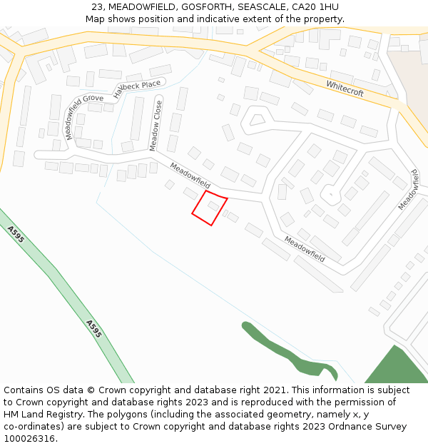 23, MEADOWFIELD, GOSFORTH, SEASCALE, CA20 1HU: Location map and indicative extent of plot