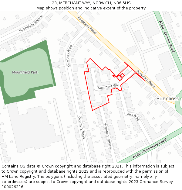 23, MERCHANT WAY, NORWICH, NR6 5HS: Location map and indicative extent of plot
