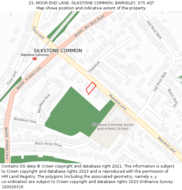 23, MOOR END LANE, SILKSTONE COMMON, BARNSLEY, S75 4QT: Location map and indicative extent of plot