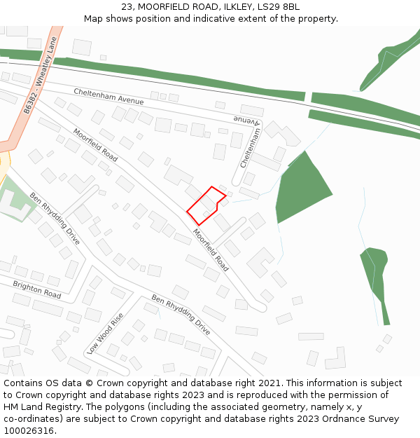 23, MOORFIELD ROAD, ILKLEY, LS29 8BL: Location map and indicative extent of plot