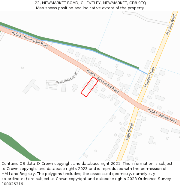 23, NEWMARKET ROAD, CHEVELEY, NEWMARKET, CB8 9EQ: Location map and indicative extent of plot