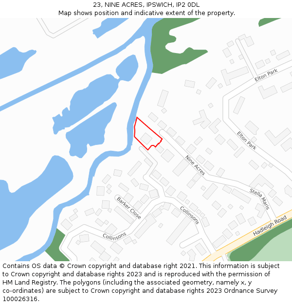 23, NINE ACRES, IPSWICH, IP2 0DL: Location map and indicative extent of plot