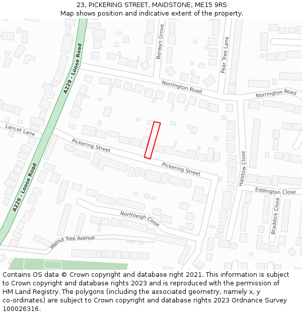 23, PICKERING STREET, MAIDSTONE, ME15 9RS: Location map and indicative extent of plot