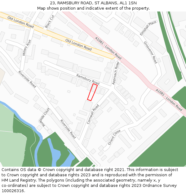 23, RAMSBURY ROAD, ST ALBANS, AL1 1SN: Location map and indicative extent of plot