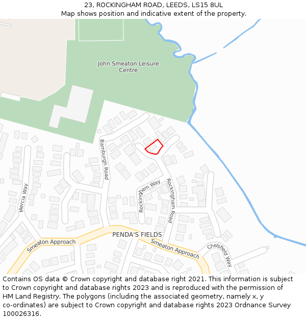 23, ROCKINGHAM ROAD, LEEDS, LS15 8UL: Location map and indicative extent of plot