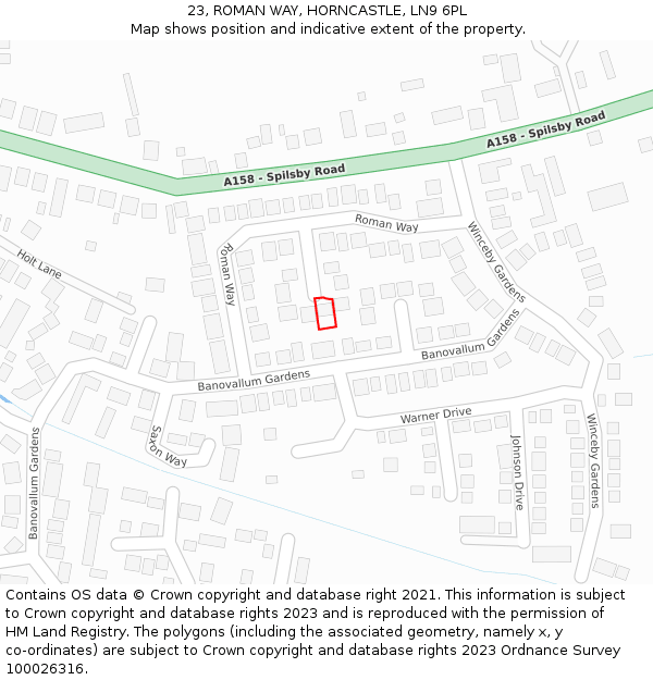23, ROMAN WAY, HORNCASTLE, LN9 6PL: Location map and indicative extent of plot
