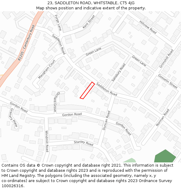 23, SADDLETON ROAD, WHITSTABLE, CT5 4JG: Location map and indicative extent of plot