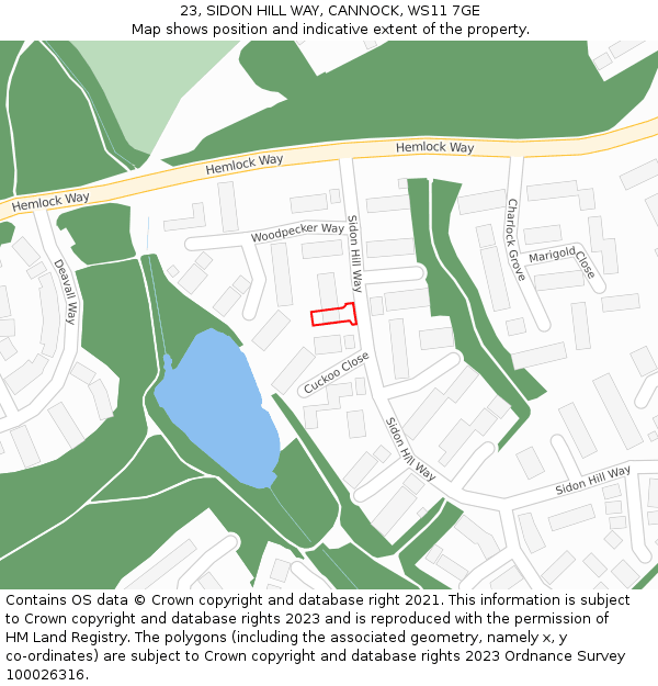 23, SIDON HILL WAY, CANNOCK, WS11 7GE: Location map and indicative extent of plot