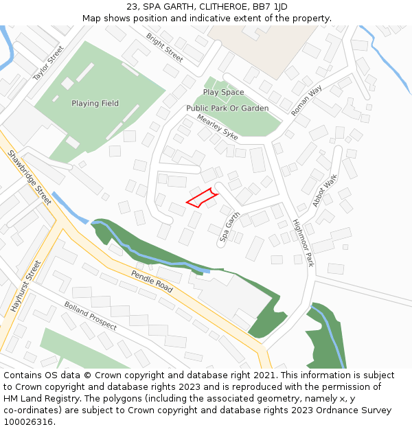 23, SPA GARTH, CLITHEROE, BB7 1JD: Location map and indicative extent of plot