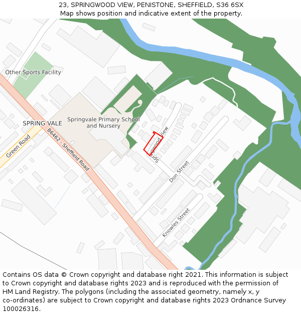 23, SPRINGWOOD VIEW, PENISTONE, SHEFFIELD, S36 6SX: Location map and indicative extent of plot