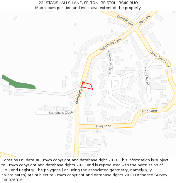 23, STANSHALLS LANE, FELTON, BRISTOL, BS40 9UQ: Location map and indicative extent of plot