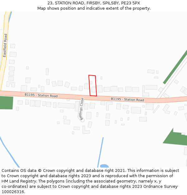 23, STATION ROAD, FIRSBY, SPILSBY, PE23 5PX: Location map and indicative extent of plot