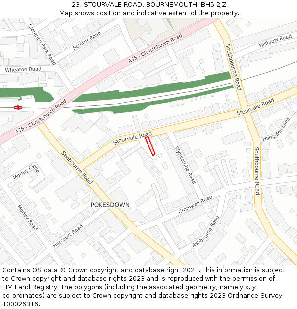 23, STOURVALE ROAD, BOURNEMOUTH, BH5 2JZ: Location map and indicative extent of plot