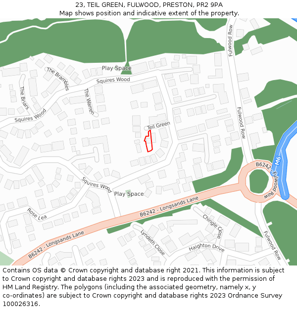 23, TEIL GREEN, FULWOOD, PRESTON, PR2 9PA: Location map and indicative extent of plot