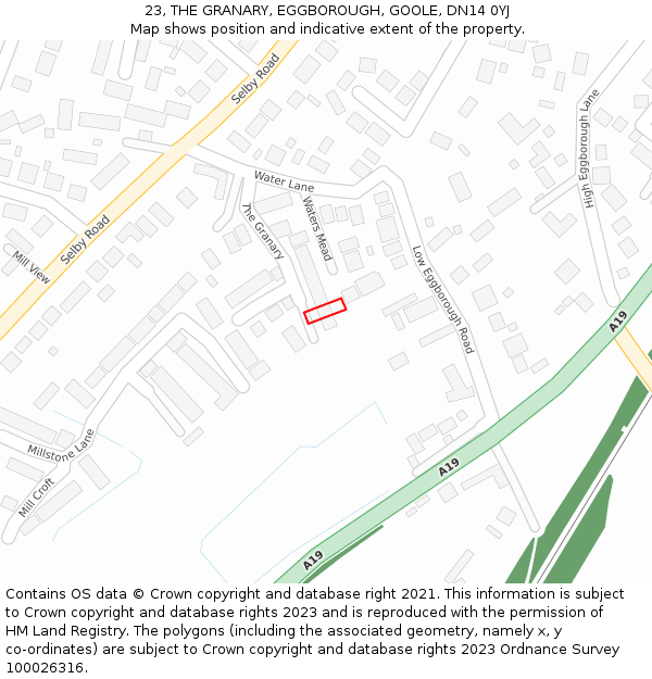 23, THE GRANARY, EGGBOROUGH, GOOLE, DN14 0YJ: Location map and indicative extent of plot