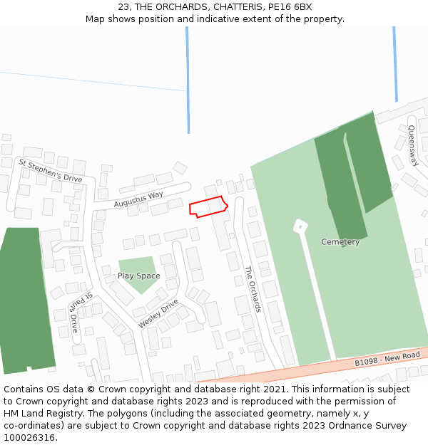 23, THE ORCHARDS, CHATTERIS, PE16 6BX: Location map and indicative extent of plot