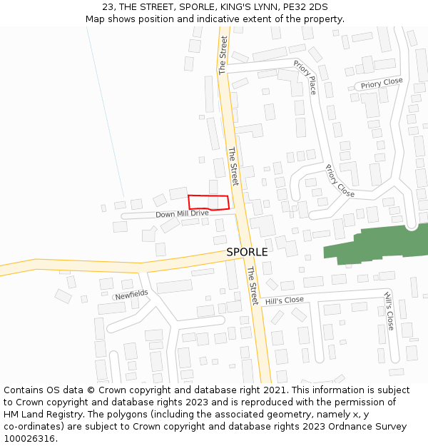 23, THE STREET, SPORLE, KING'S LYNN, PE32 2DS: Location map and indicative extent of plot