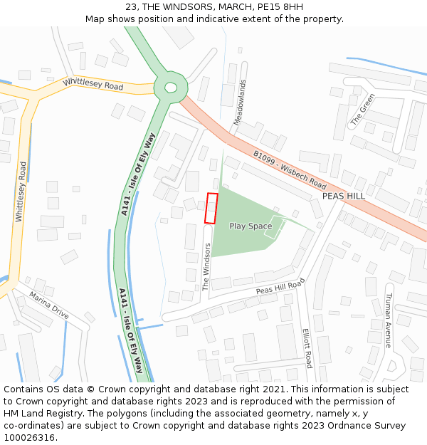 23, THE WINDSORS, MARCH, PE15 8HH: Location map and indicative extent of plot