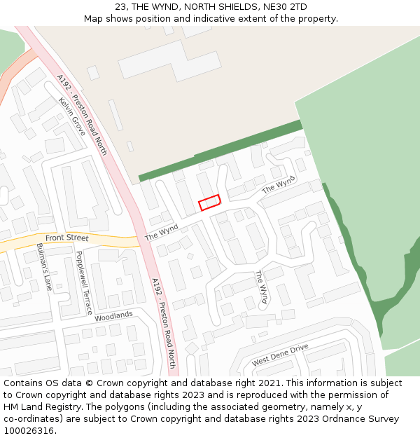 23, THE WYND, NORTH SHIELDS, NE30 2TD: Location map and indicative extent of plot