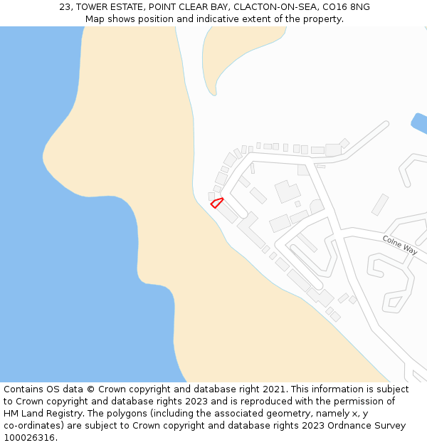 23, TOWER ESTATE, POINT CLEAR BAY, CLACTON-ON-SEA, CO16 8NG: Location map and indicative extent of plot